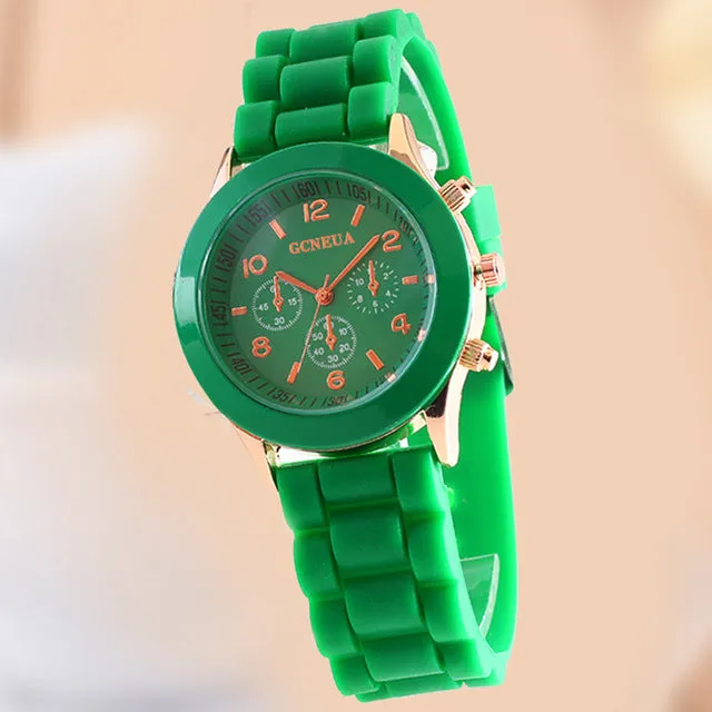 Fashion 16 color quartz women watches Lover's Watch classic style simple casual Silica gel strap wristwatches men women's clock