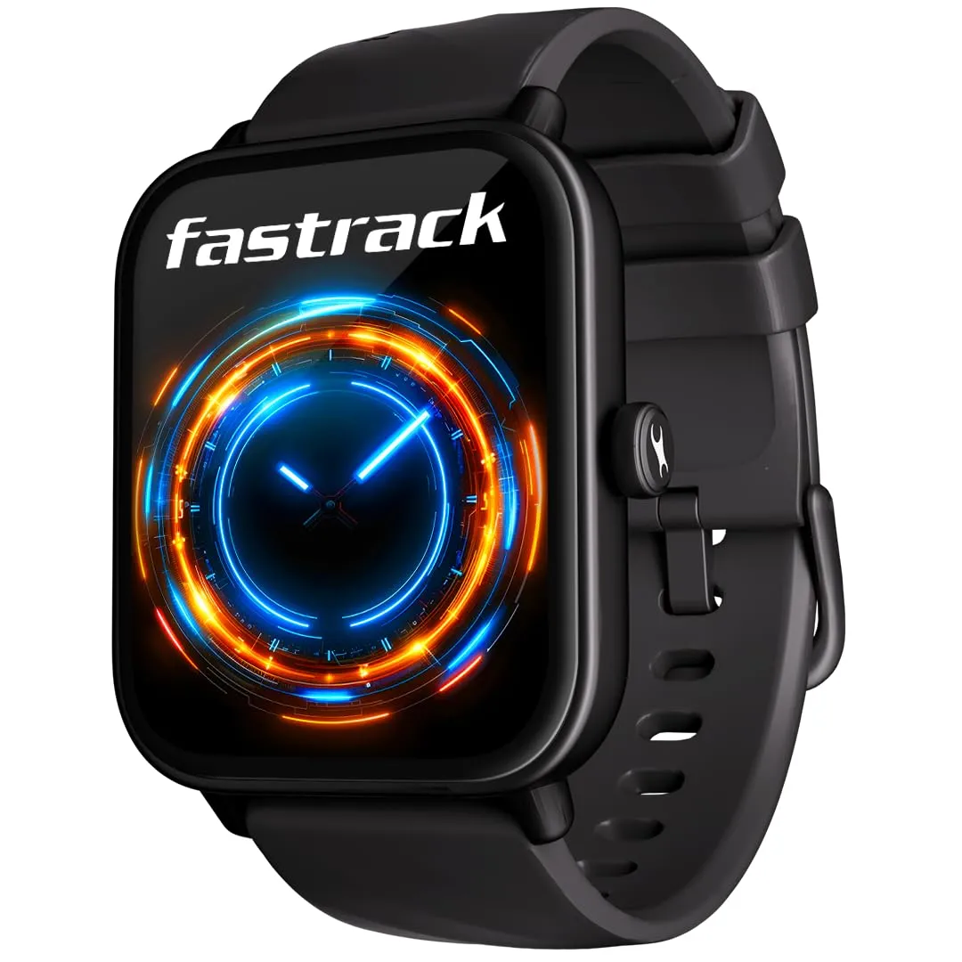 Fastrack Limitless Glide Advanced UltraVU HD Display|BT Calling|ATS Chipset|100  Sports Modes & Watchfaces|Calculator|Voice Assistant|in-Built Games|24 * 7 Health Suite|IP68 Smartwatch(Black)