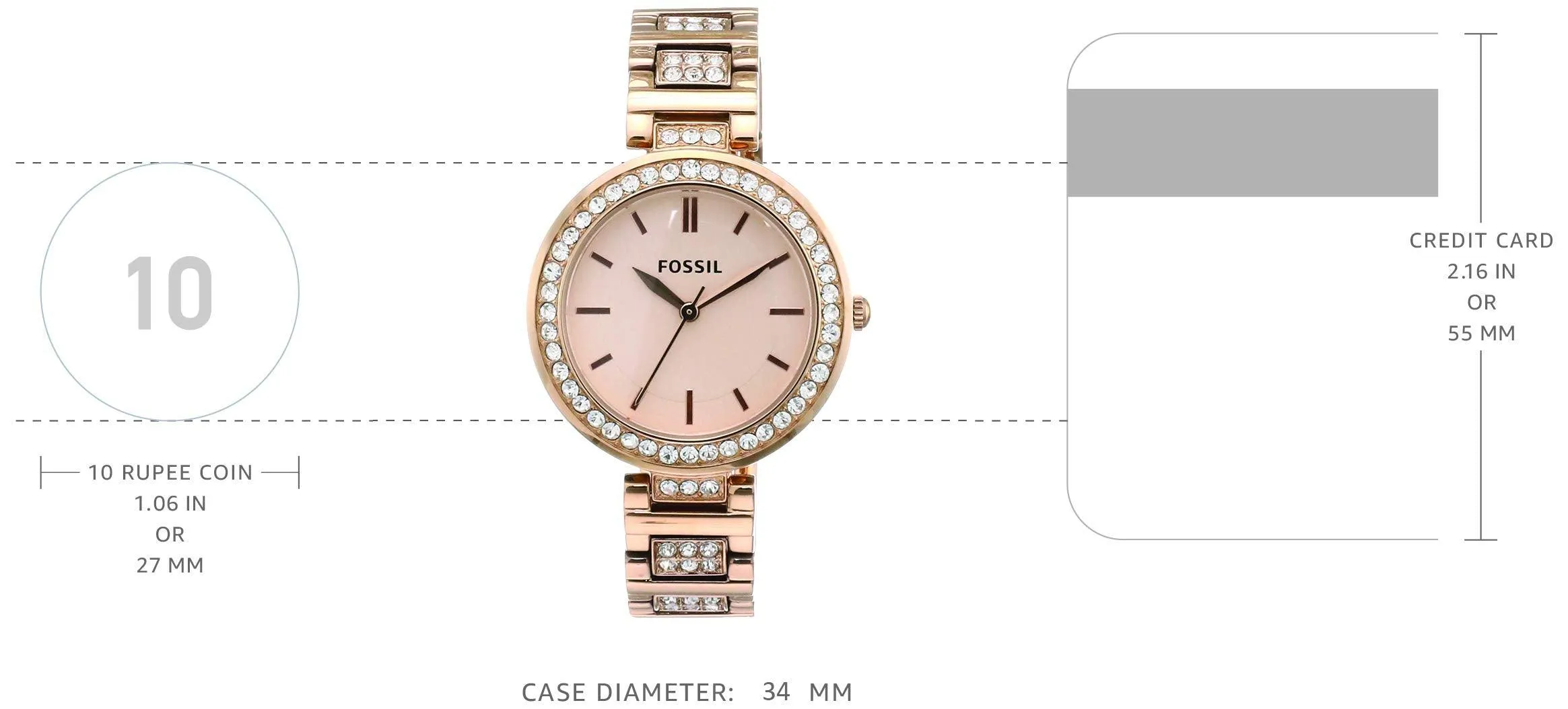 Fossil Karli Three-Hand Rose Gold-Tone Stainless Steel Watch BQ3181