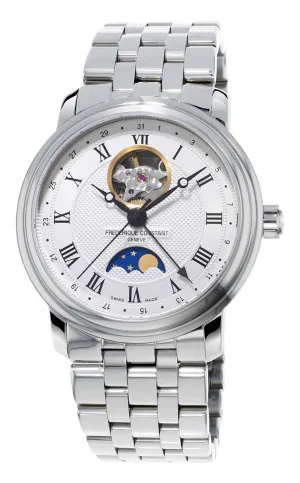 Frederique Constant Classics Heart Beat Moonphase Automatic Stainless Steel Silver Dial Mens Watch FC-335MC4P6B2