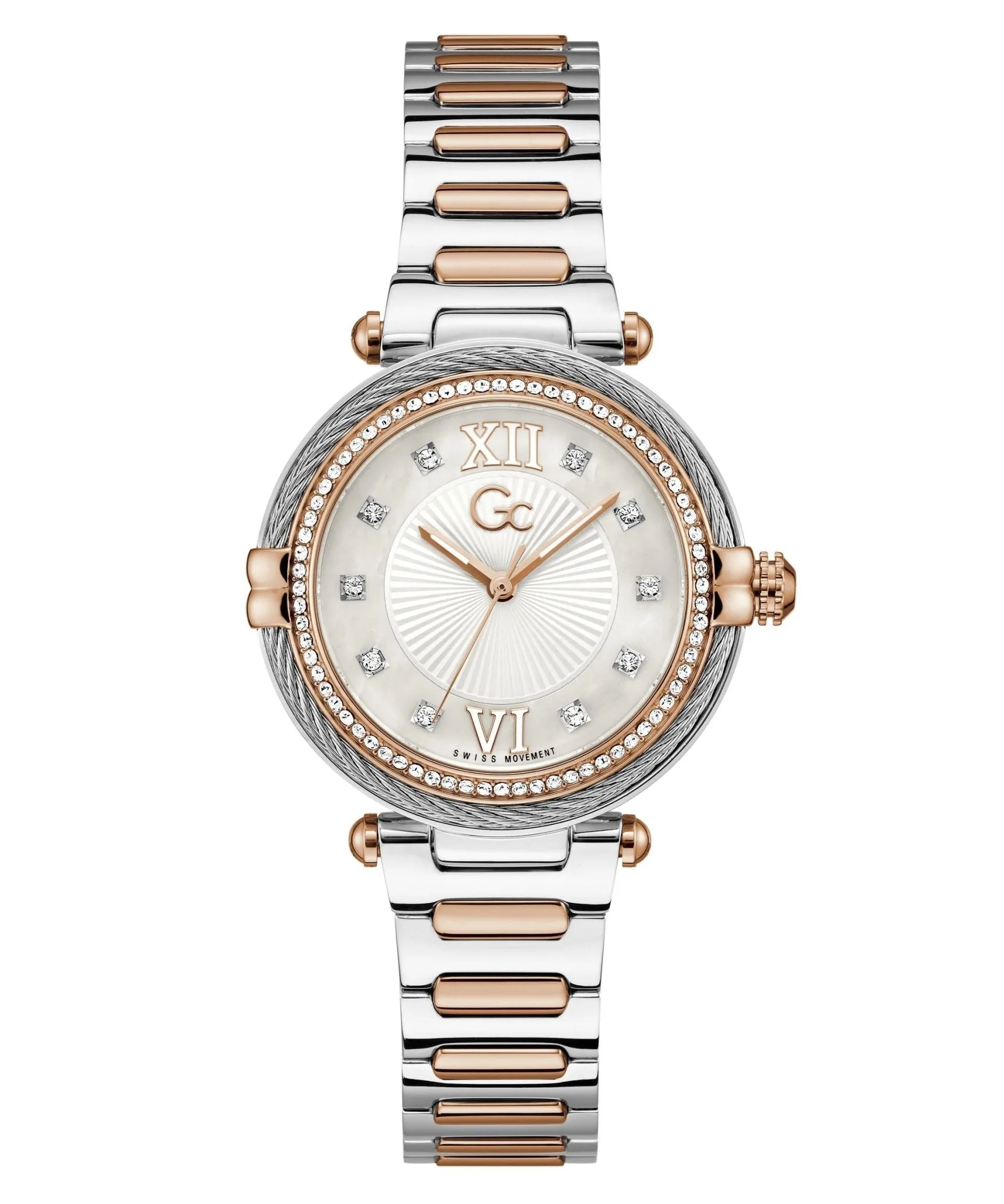 GC Ladies Vogue Cable Silver Rose Gold Watch Z52001L1MF