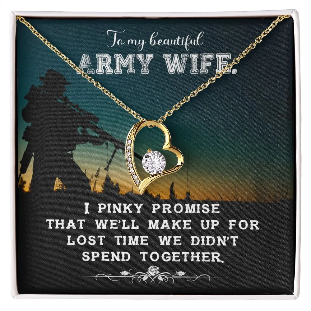 Gift for Army Wife Forever Love Necklace Cubic Zirconia Wife in Army Gift