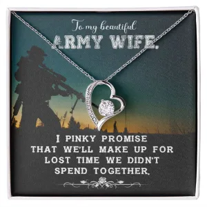 Gift for Army Wife Forever Love Necklace Cubic Zirconia Wife in Army Gift