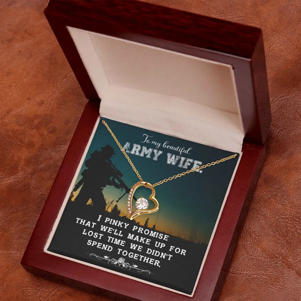 Gift for Army Wife Forever Love Necklace Cubic Zirconia Wife in Army Gift