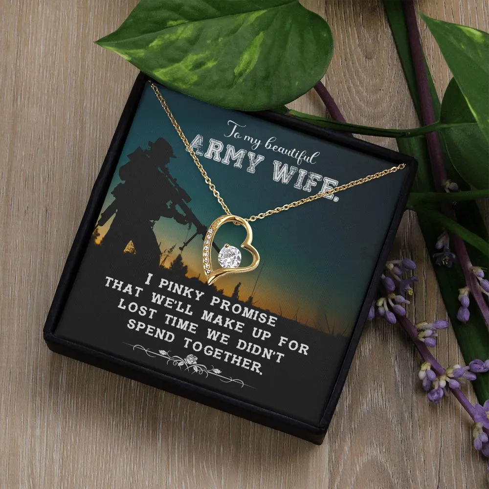 Gift for Army Wife Forever Love Necklace Cubic Zirconia Wife in Army Gift