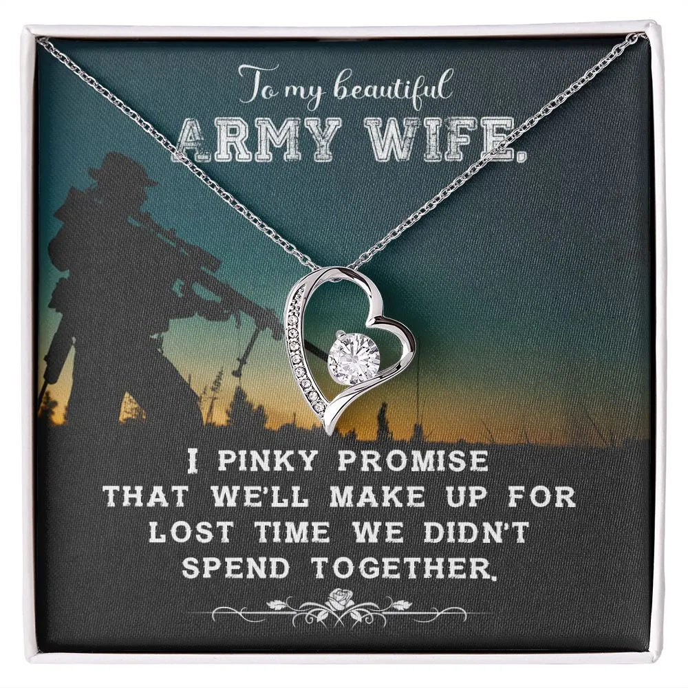 Gift for Army Wife Forever Love Necklace Cubic Zirconia Wife in Army Gift