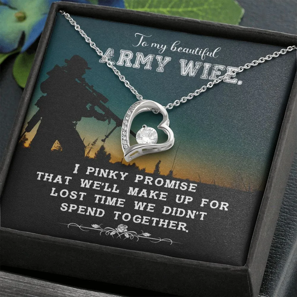 Gift for Army Wife Forever Love Necklace Cubic Zirconia Wife in Army Gift