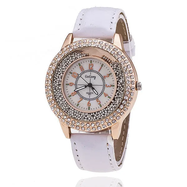 GoGoey Brand Watch Leather Strap Women Rhinestone Wristwatch Fashion Casual Women Quartz Watches Relogio Feminino Gift