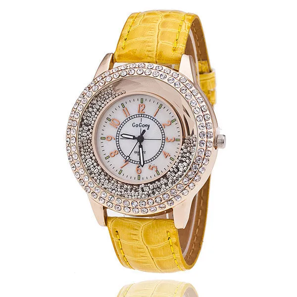 GoGoey Brand Watch Leather Strap Women Rhinestone Wristwatch Fashion Casual Women Quartz Watches Relogio Feminino Gift