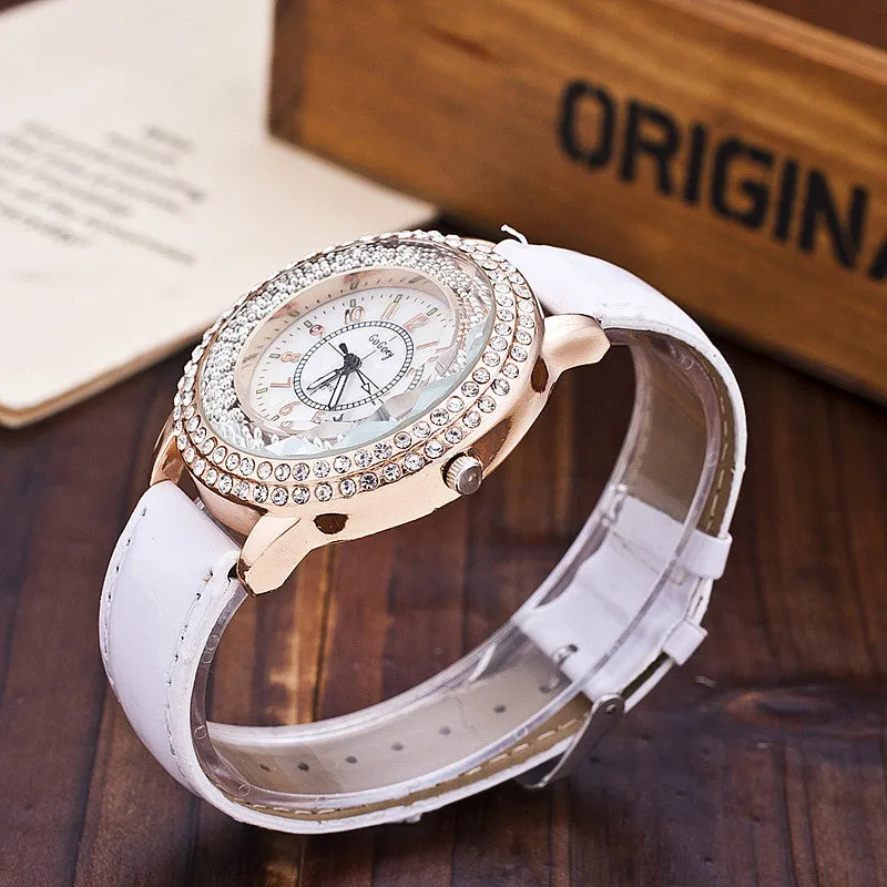 GoGoey Brand Watch Leather Strap Women Rhinestone Wristwatch Fashion Casual Women Quartz Watches Relogio Feminino Gift