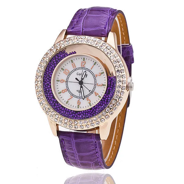 GoGoey Brand Watch Leather Strap Women Rhinestone Wristwatch Fashion Casual Women Quartz Watches Relogio Feminino Gift