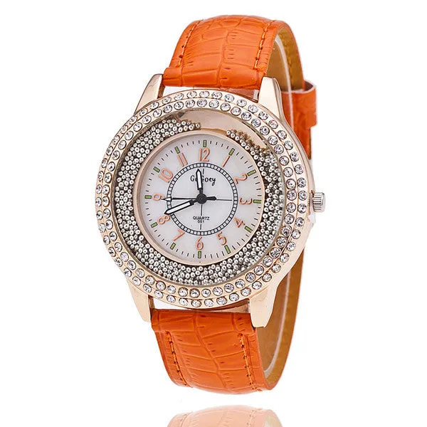 GoGoey Brand Watch Leather Strap Women Rhinestone Wristwatch Fashion Casual Women Quartz Watches Relogio Feminino Gift