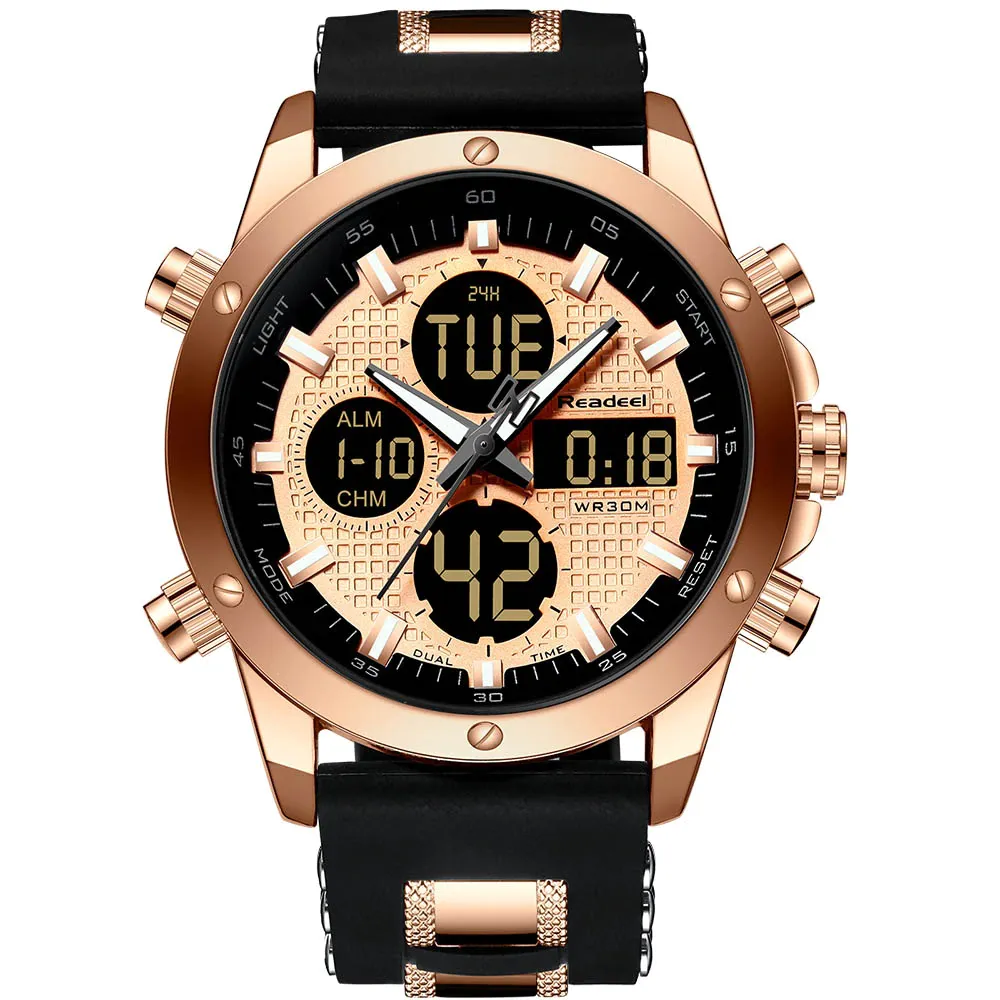 Gold Men Watch | Quatz Digital Led Sport Watch