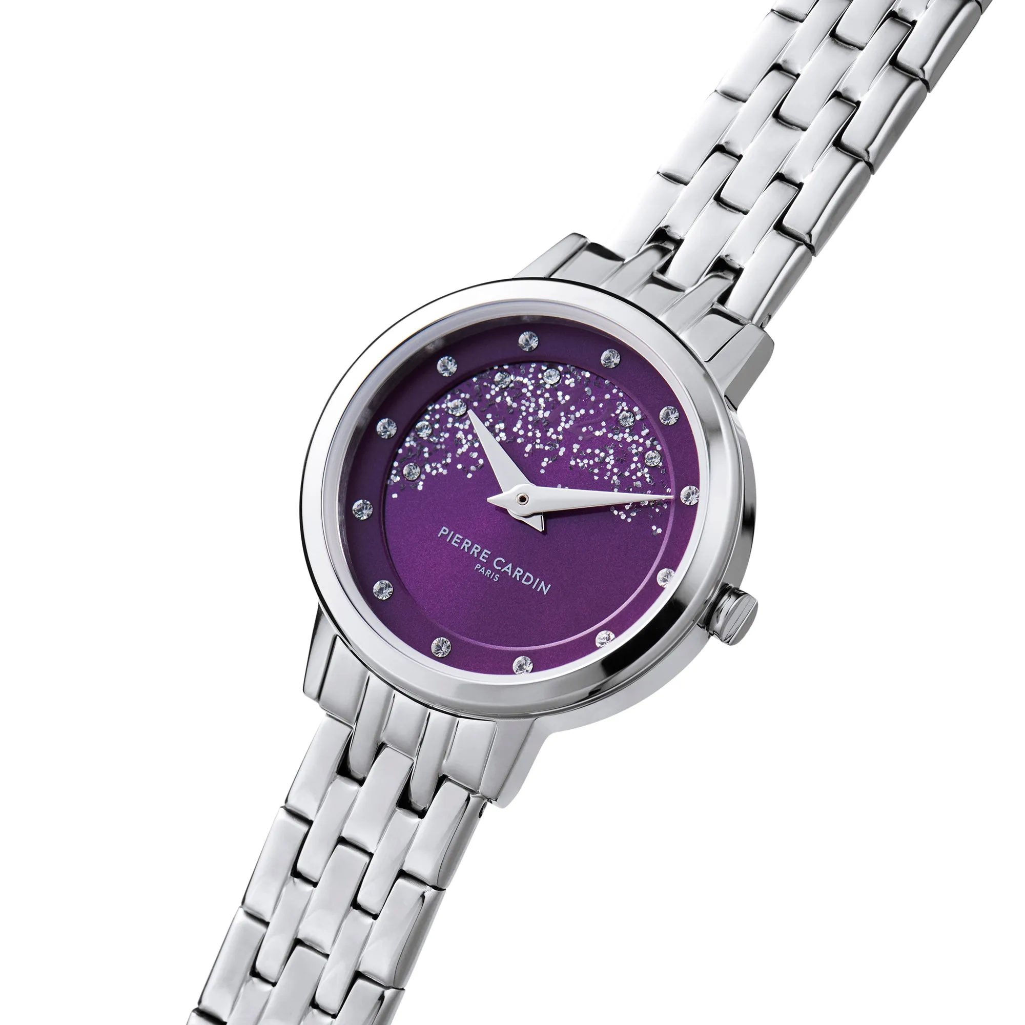 Goutte d'Or Lustre Ladies Stainless Steel Watch with Violet Dial