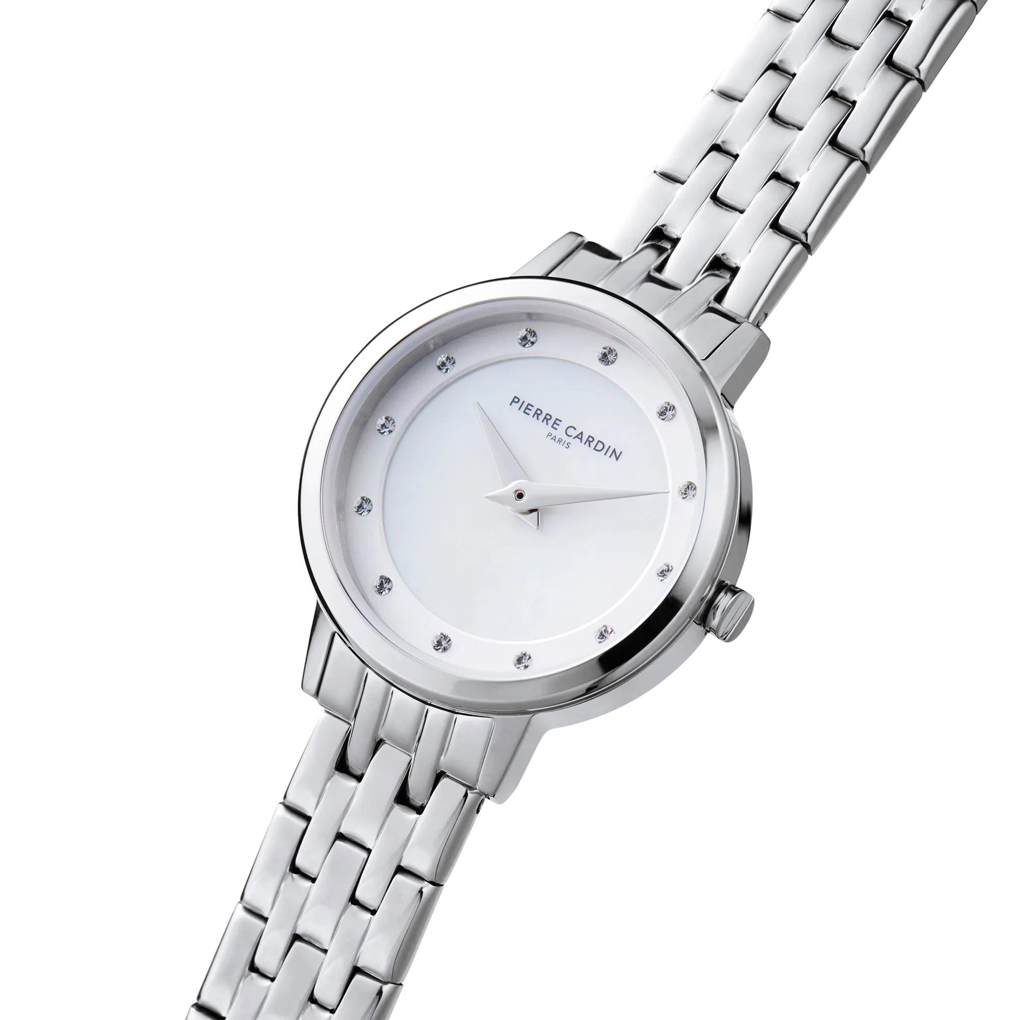 Goutte d'Or Lustre Ladies Stainless Steel Watch with White Mother of Pearl Dial