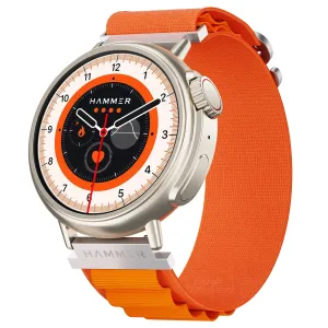 HAMMER Active 3.0 1.39" Round Dial Smart Watch for Men, Always On Display, Metallic Body, Bluetooth Calling, Notifications (Pop Orange)