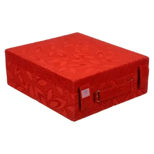 Heart Home Bangle Box | Velvet Jewellery Gifts Organizer | Bracelet Organizer for Women | Bangle Box for Women | Self Cut Work |3 Rod Bangle Organizer | Red