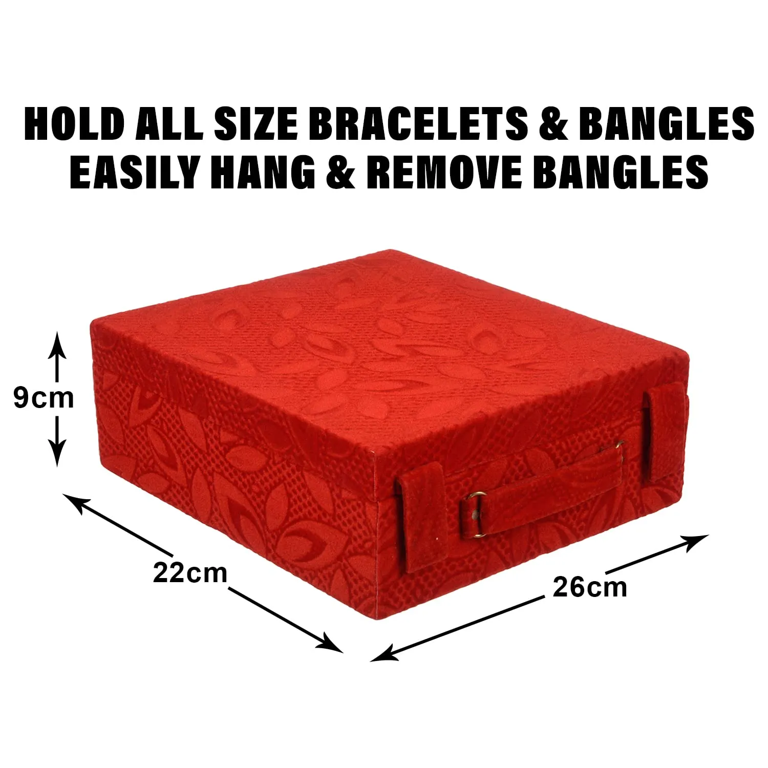 Heart Home Bangle Box | Velvet Jewellery Gifts Organizer | Bracelet Organizer for Women | Bangle Box for Women | Self Cut Work |3 Rod Bangle Organizer | Red