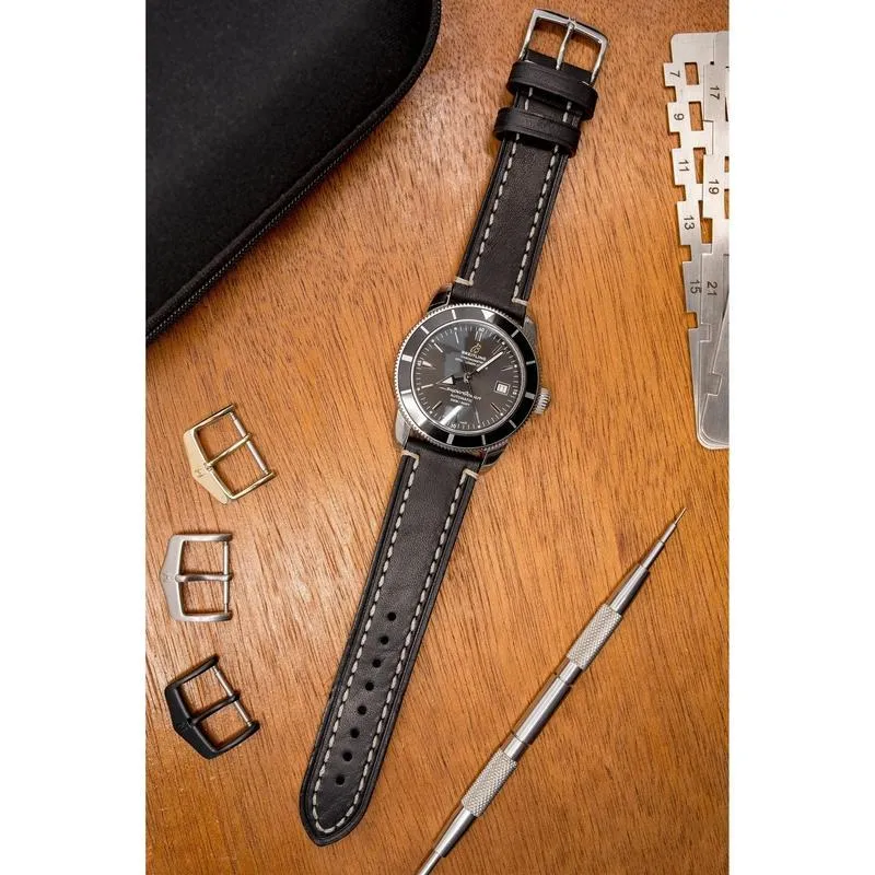 Hirsch LIBERTY Leather Watch Strap in BLACK