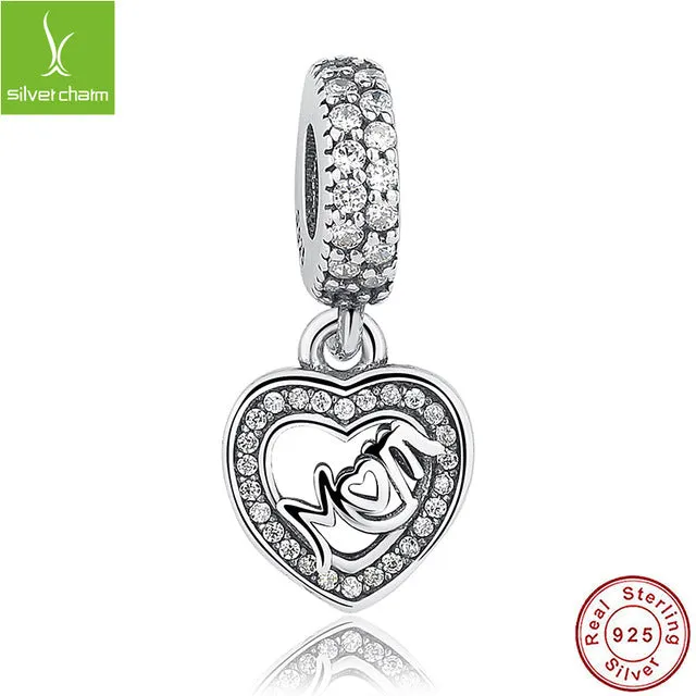 Hot Sale Genuine 100% 925 Sterling Silver Pendant Charm Dangle Fit Original pandora Bracelet Necklace Authentic Jewelry MUM Gift