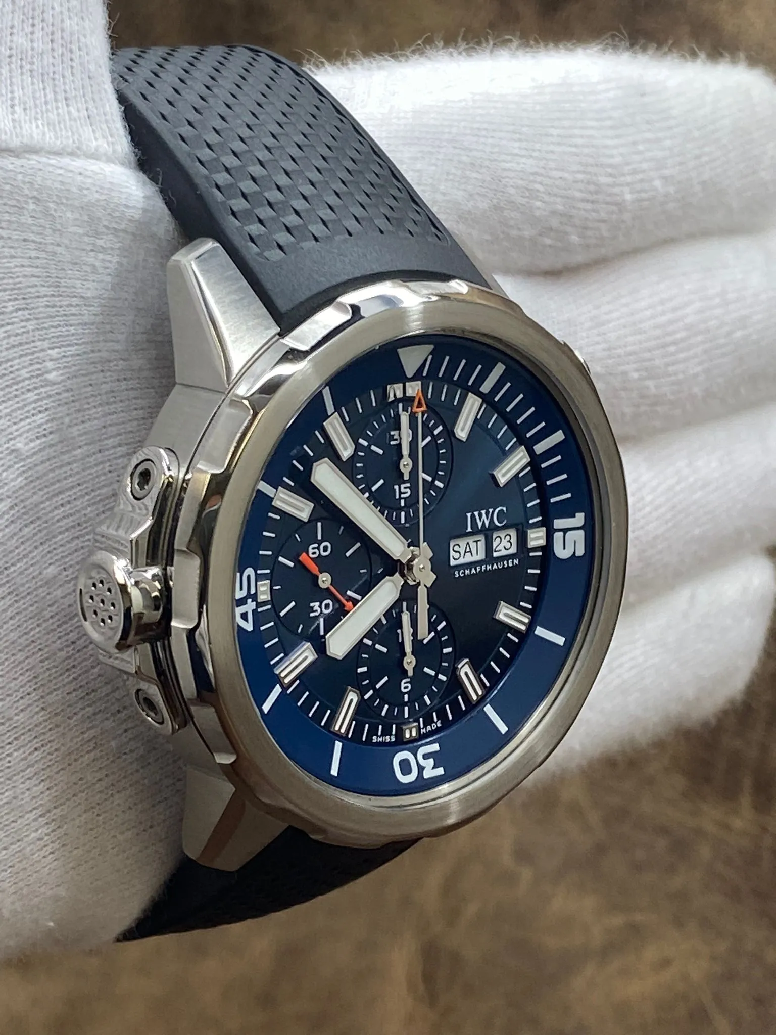 IWC Aquatimer Chronograph Cousteau 44mm IW376805 Blue Dial Automatic Men's Watch