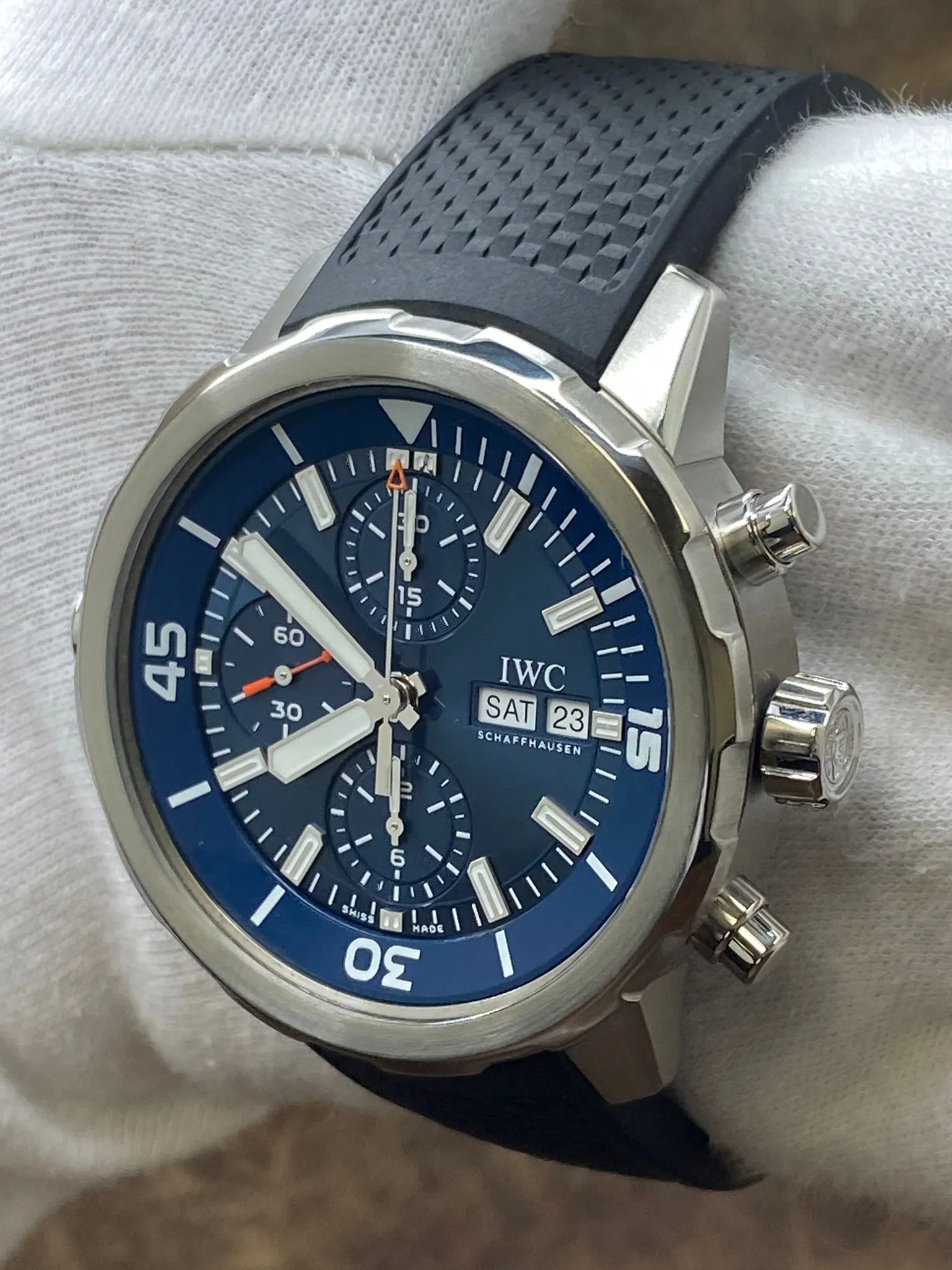 IWC Aquatimer Chronograph Cousteau 44mm IW376805 Blue Dial Automatic Men's Watch