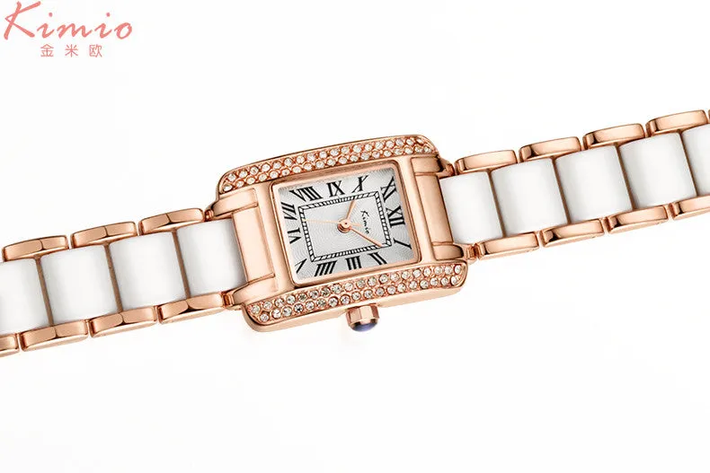 KIMIO New Women Watch Fashion Analog Display Quartz Watch Women Luxury Brand Rhinestone Women Watches