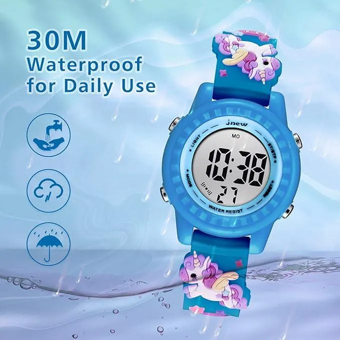 L LAVAREDO Kids Watches Girl Watches Sports Waterproof 3D Cute Cartoon Digital 7 Color Lights Wrist Watch for Kids - DJS-DarkBlue