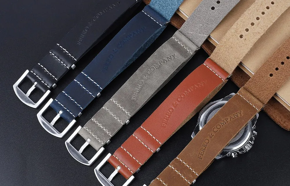 Leather Watch Strap Brown 22 MM