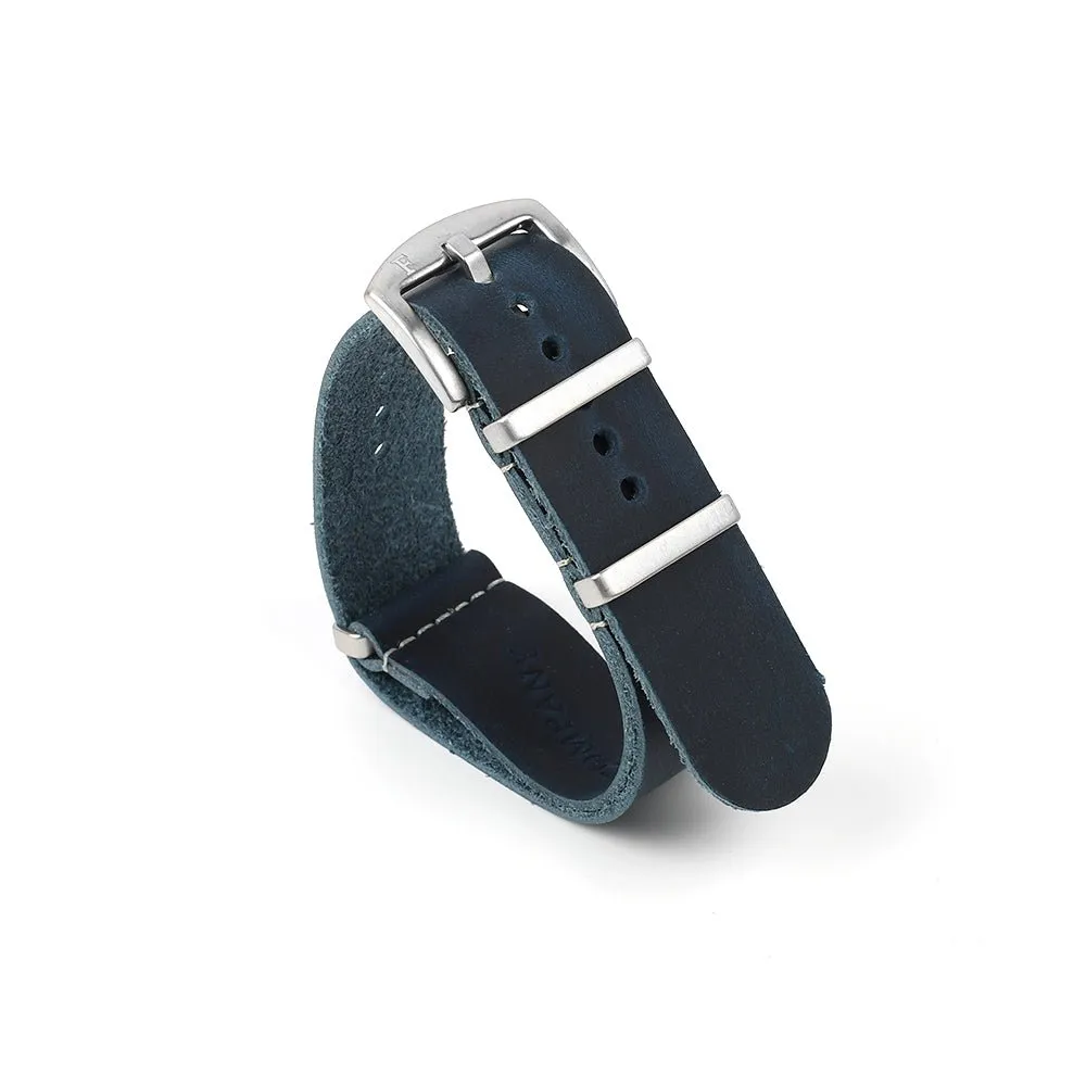 Leather Watch Strap Navy 22 MM