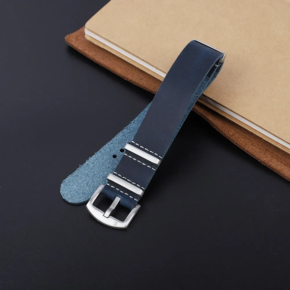 Leather Watch Strap Navy 22 MM