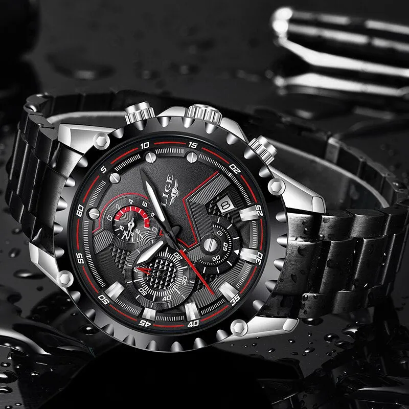 LIGE Brand Luxury  Waterproof Sport Watch for Men