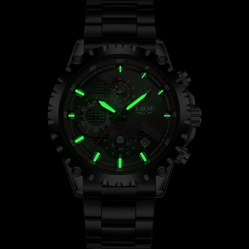 LIGE Brand Luxury  Waterproof Sport Watch for Men