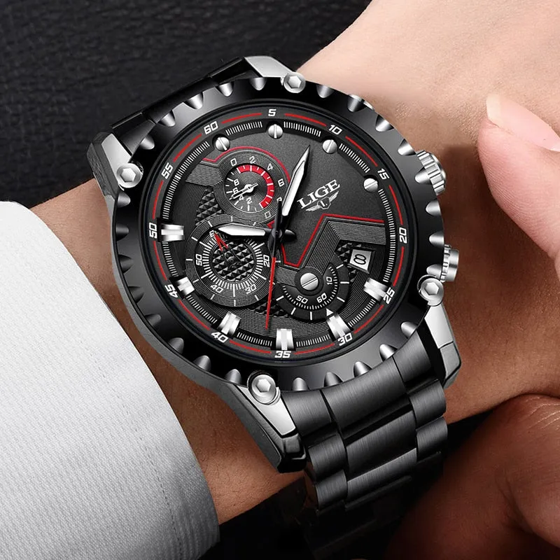 LIGE Brand Luxury  Waterproof Sport Watch for Men