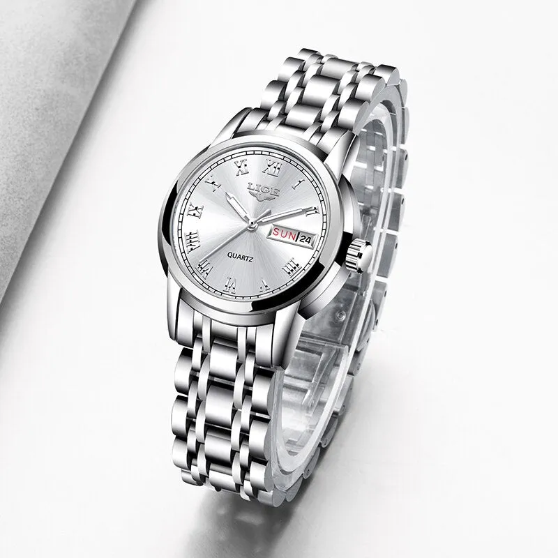 LIGE  Classic Design Stainless Steel Waterproof Women's Watch