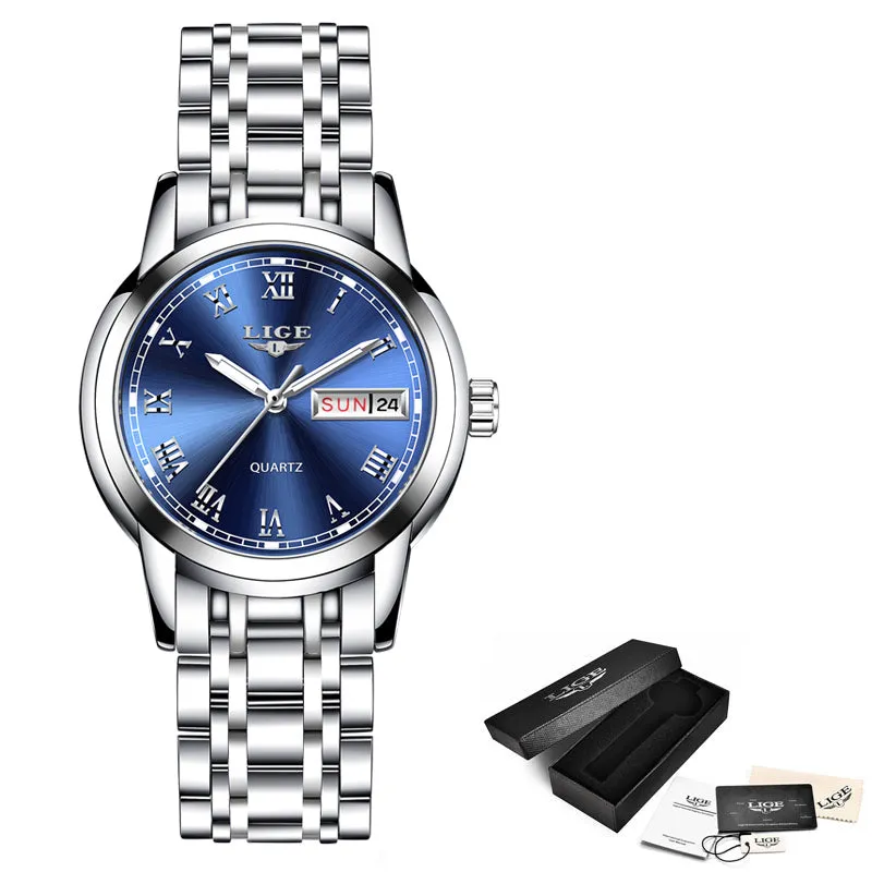 LIGE  Classic Design Stainless Steel Waterproof Women's Watch