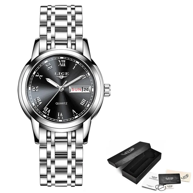 LIGE  Classic Design Stainless Steel Waterproof Women's Watch