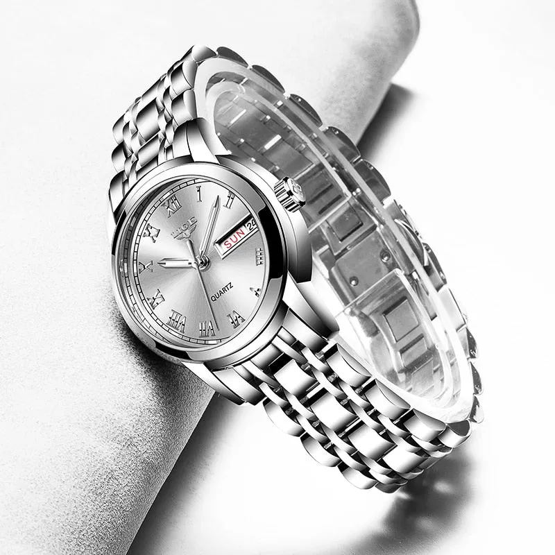 LIGE  Classic Design Stainless Steel Waterproof Women's Watch