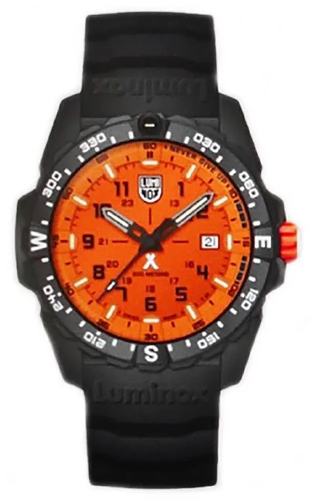 Luminox Bear Grylls Survival Mountain CARBONOX Orange Dial Black Rubber Strap Date Divers Quartz Mens Watch XB.3739