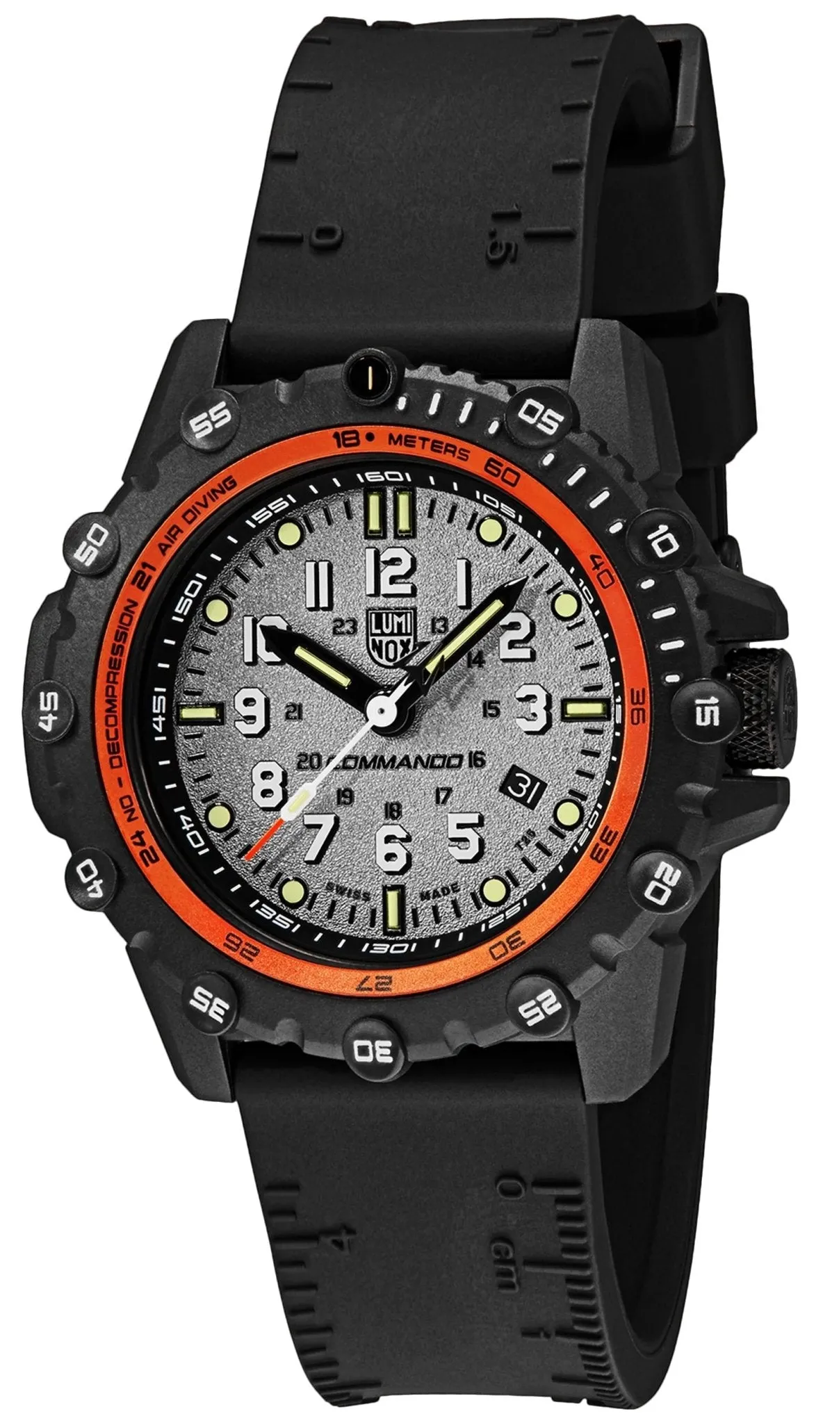 Luminox Commando Frogman CARBONOX Gray Dial Black Rubber Strap Date Divers Quartz Mens Watch XS.3301