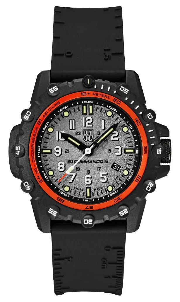 Luminox Commando Frogman CARBONOX Gray Dial Black Rubber Strap Date Divers Quartz Mens Watch XS.3301