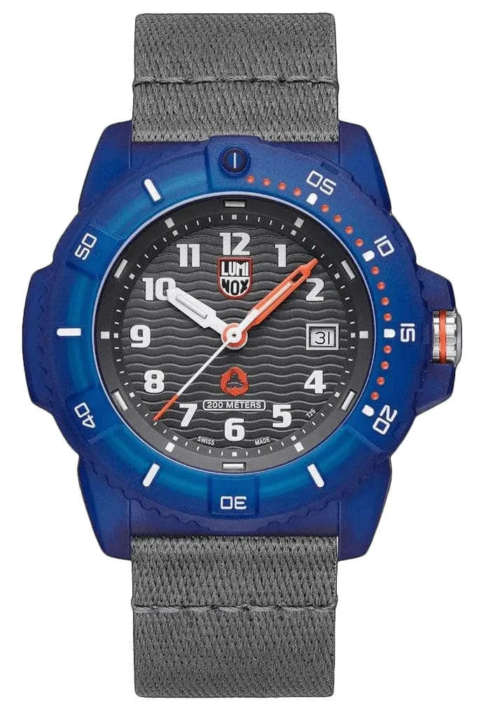 Luminox #tide ECO Blue Ocean Material Gray Dial Gray Textile Strap Date Divers Quartz Mens Watch XS.8902.ECO