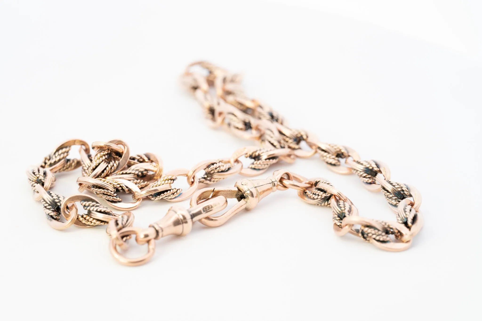 Luxurious 9ct Yellow Gold Fancy Link Chain with Double Albert Swivel Clasps