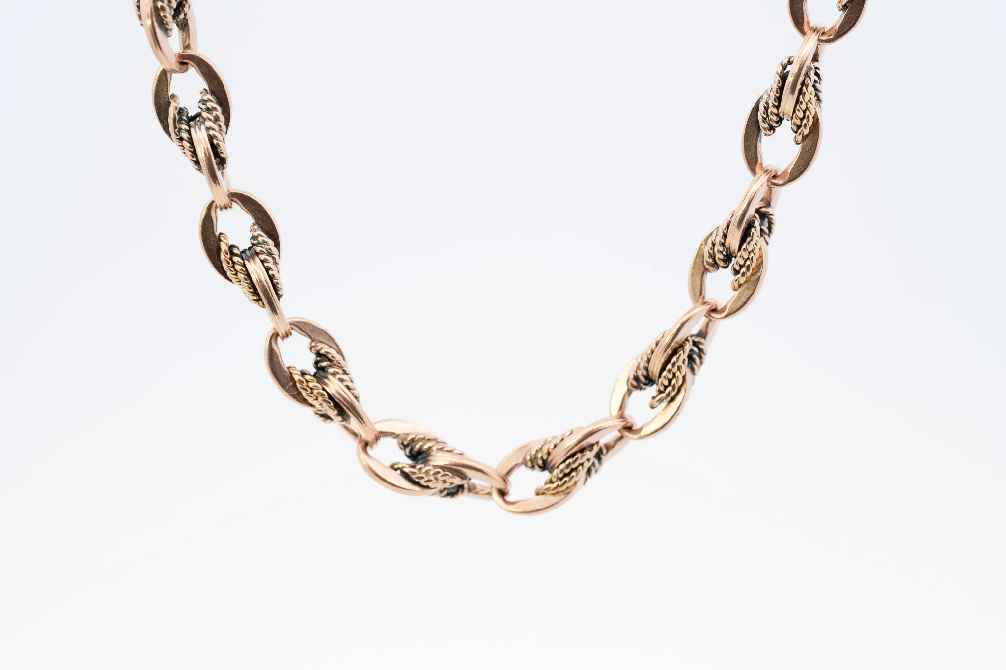 Luxurious 9ct Yellow Gold Fancy Link Chain with Double Albert Swivel Clasps