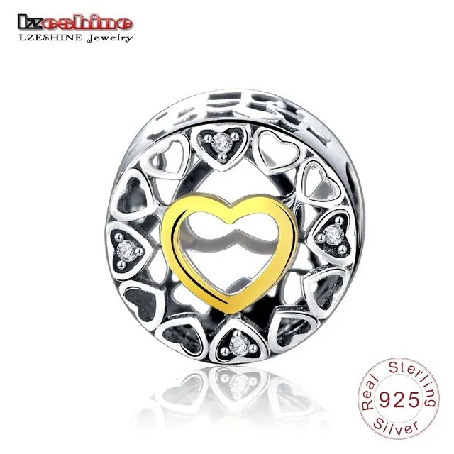 LZESHINE Charm Bead 100% Authentic 925 Sterling Silver Bead Fit Pandora Original Bracelet Women Jewelry PSMB0014