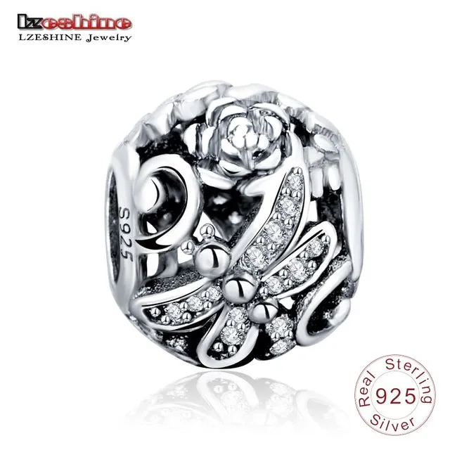 LZESHINE Charm Bead 100% Authentic 925 Sterling Silver Bead Fit Pandora Original Bracelet Women Jewelry PSMB0014