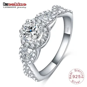 LZESHINE Engrave Name Free 2017 New Collection 925 Sterling Silver Brilliant Stackable Ring  Clear CZ Ring Fine Jewelry Anillos