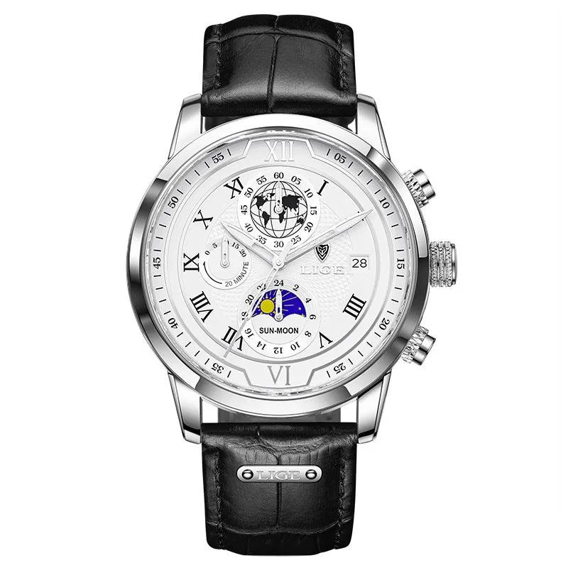 Men's Quartz Watch Moon Phase Function