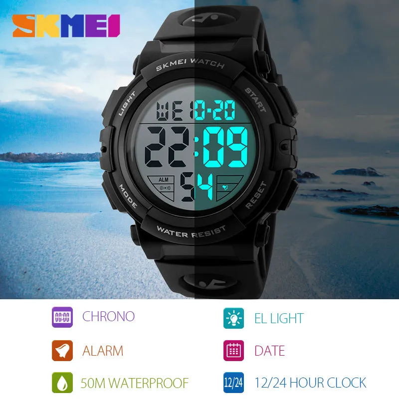 Men's Top Luxury Brand Sport Watch Electronic Digital 50M Waterproof Watches