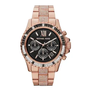 Michael Kors  Women's Chronograph Everest Rose Gold Tone Black Dial 40mm Watch MK5875